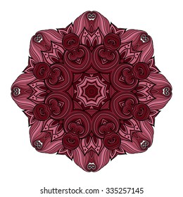 Vector Beautiful Deco Colored contour Mandala, Patterned Design Element, Ethnic Amulet