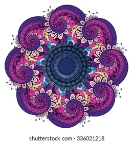 Vector Beautiful Deco Colored contour Mandala, Patterned Design Element, Ethnic Amulet