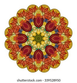 Vector Beautiful Deco Colored contour Mandala, Patterned Design Element, Ethnic Amulet