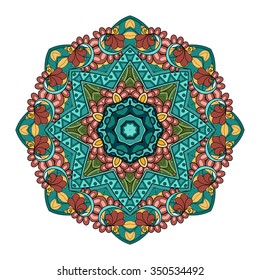 Vector Beautiful Deco Colored contour Mandala, Patterned Design Element, Ethnic Amulet