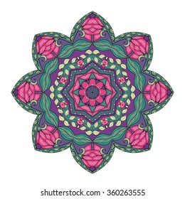 Vector Beautiful Deco Colored contour Mandala, Patterned Design Element, Ethnic Amulet