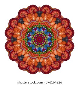 Vector Beautiful Deco Colored contour Mandala, Patterned Design Element, Ethnic Amulet