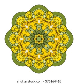Vector Beautiful Deco Colored contour Mandala, Patterned Design Element, Ethnic Amulet