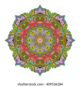 Vector Beautiful Deco Colored contour Mandala, Patterned Design Element, Ethnic Amulet