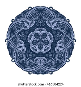 Vector Beautiful Deco Colored Contour Star, Patterned Design Element. Original Mandala with 5 Corners. Exotic Sea Fauna