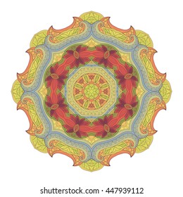 Vector Beautiful Deco Colored contour Mandala, Patterned Design Element, Ethnic Amulet