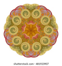 Vector Beautiful Deco Colored Contour Star, Patterned Design Element. Original Mandala with 5 Corners. Exotic Sea Fauna