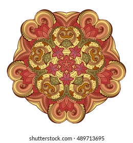 Vector Beautiful Deco Colored Contour Star, Patterned Design Element. Original Mandala with 5 Corners. Exotic Sea Fauna
