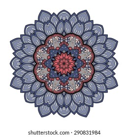 Vector Beautiful Deco Colored Mandala, Patterned Design Element, Ethnic Amulet