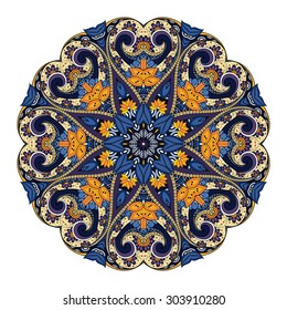 Vector Beautiful Deco Colored Mandala, Patterned Design Element, Ethnic Amulet