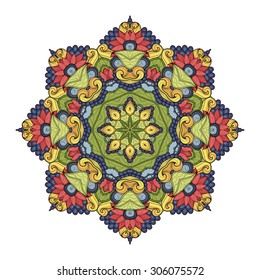 Vector Beautiful Deco Colored Mandala, Patterned Design Element, Ethnic Amulet