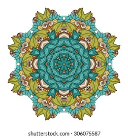 Vector Beautiful Deco Colored Mandala, Patterned Design Element, Ethnic Amulet