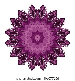 Vector Beautiful Deco Colored Mandala, Patterned Design Element, Ethnic Amulet
