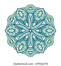 Vector Beautiful Deco Colored Mandala, Patterned Design Element, Ethnic Amulet. Vector illustration.