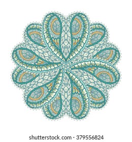 Vector Beautiful Deco Colored Mandala, Patterned Design Element, Ethnic Amulet. Vector illustration.