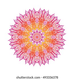 Vector Beautiful Deco Colored Mandala, Patterned Design Element, Ethnic Amulet. Stock line vector illustration.