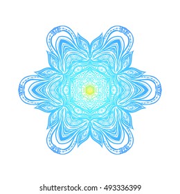 Vector Beautiful Deco Colored Mandala, Patterned Design Element, Ethnic Amulet. Stock line vector illustration.