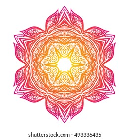 Vector Beautiful Deco Colored Mandala, Patterned Design Element, Ethnic Amulet. Stock line vector illustration.