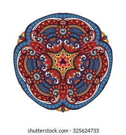 Vector Beautiful Deco Colored Triangle, Patterned Design Element, Original Mandala
