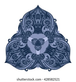 Vector Beautiful Deco Colored Triangle, Patterned Design Element, Original Mandala