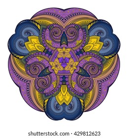 Vector Beautiful Deco Colored Triangle, Patterned Design Element, Original Mandala