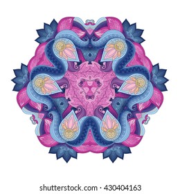 Vector Beautiful Deco Colored Triangle, Patterned Design Element, Original Mandala