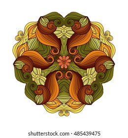 Vector Beautiful Deco Colored Triangle, Patterned Design Element, Original Mandala