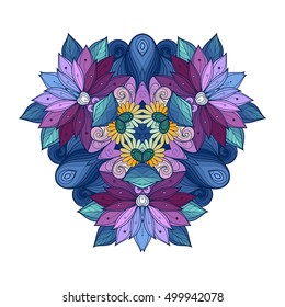 Vector Beautiful Deco Colored Triangle, Patterned Design Element, Original Mandala