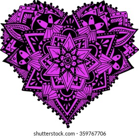 Vector Beautiful Deco Heart  Mandala, Patterned Design Element