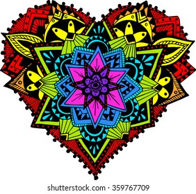 Vector Beautiful Deco Heart  Mandala, Patterned Design Element