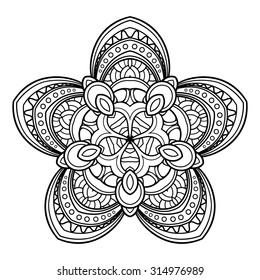Vector Beautiful Deco Mandala. Abstract Object Isolated On White Background. Ethnic Decorative Element