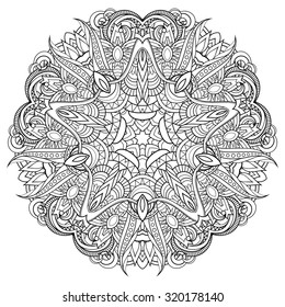 Vector Beautiful Deco Mandala. Circle Abstract Object Isolated On White Background. Ethnic Decorative Element