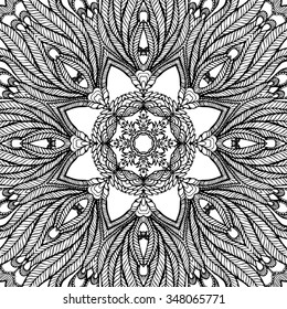 Vector Beautiful Deco Mandala. Ethnic decorative elements. Hand drawn background. Islam, Arabic, Indian, ottoman motifs.  Patterned Design Element, Ethnic Amulet