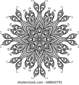 Vector Beautiful Deco Mandala. Ethnic decorative elements. Hand drawn background. Islam, Arabic, Indian, ottoman motifs.  Patterned Design Element, Ethnic Amulet