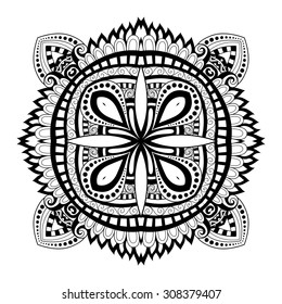 Vector Beautiful Deco Monochrome Contour Square, Patterned Design Element