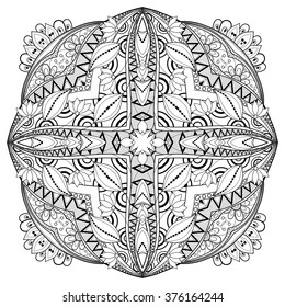 Vector Beautiful Deco Monochrome Contour Square, Patterned Design Element