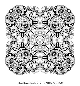 Vector Beautiful Deco Monochrome Contour Square, Patterned Design Element