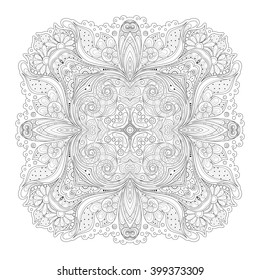 Vector Beautiful Deco Monochrome Contour Square, Patterned Design Element