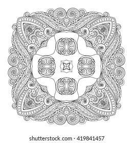 Vector Beautiful Deco Monochrome Contour Square, Patterned Design Element