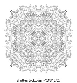 Vector Beautiful Deco Monochrome Contour Square, Patterned Design Element