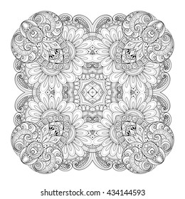 Vector Beautiful Deco Monochrome Contour Square, Patterned Design Element