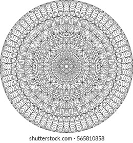 Vector beautiful deco monochrome contour Mandala. Patterned design
element. Ethnic Amulet