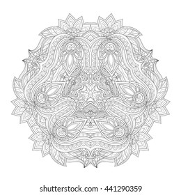 Vector Beautiful Deco Monochrome Triangle, Patterned Design Element, Original Mandala