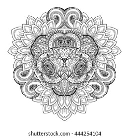 Vector Beautiful Deco Monochrome Triangle, Patterned Design Element, Original Mandala