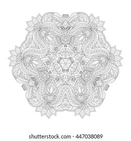 Vector Beautiful Deco Monochrome Triangle, Patterned Design Element, Original Mandala