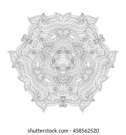 Vector Beautiful Deco Monochrome Triangle, Patterned Design Element, Original Mandala