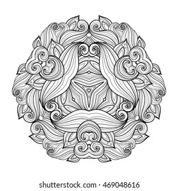 Vector Beautiful Deco Monochrome Triangle, Patterned Design Element, Original Mandala