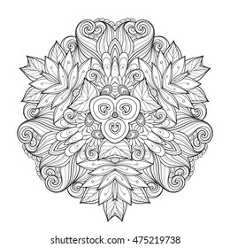 Vector Beautiful Deco Monochrome Triangle, Patterned Design Element, Original Mandala