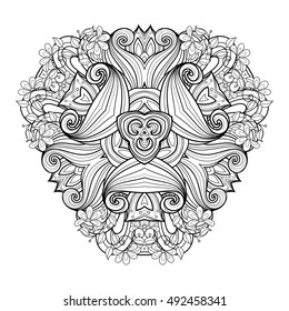 Vector Beautiful Deco Monochrome Triangle, Patterned Design Element, Original Mandala