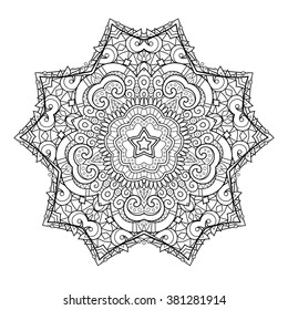 Vector Beautiful Deco Star. Abstract Object Isolated On White Background. Ethnic Decorative Element